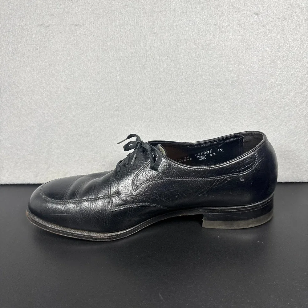 Vintage Florsheim Pebble Grain Leather Oxford Shoes Mens Size 10 3E Black Wide
